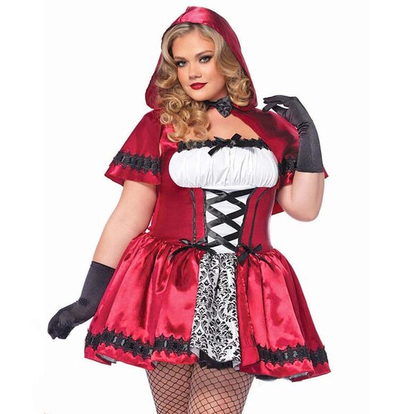 Goth Red Riding Hood Costume 1x/2x Womens Plus Size Halloween Roleplay Outfit - Picture 3 of 9